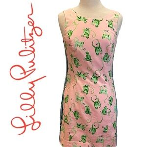Lilly Pulitzer Mila Stretch Shift Dress Coral Reef‎ Tint Monkey Business
